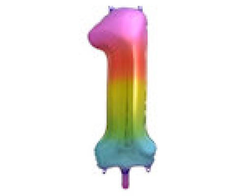 Folijas balons 86cm XL - cipars 1, krāsains