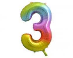 Folijas balons 86cm XL - cipars 3, krāsains Folijas balons 86cm XL - cipars 3, krāsains