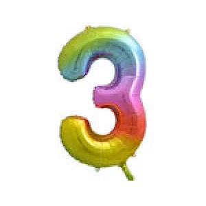 Folijas balons 86cm XL - cipars 3, krāsains Folijas balons 86cm XL - cipars 3, krāsains