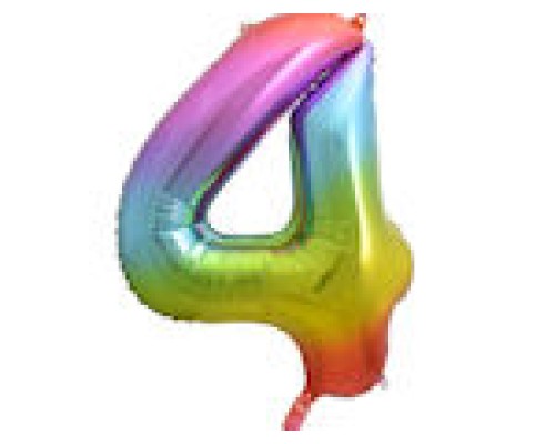 Folijas balons 86cm XL - cipars 4, krāsains