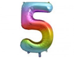 Folijas balons 86cm XL - cipars 5, krāsains