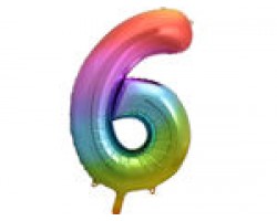 Folijas balons 86cm XL - cipars 6, krāsains Folijas balons 86cm XL - cipars 6, krāsains