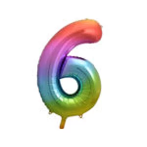Folijas balons 86cm XL - cipars 6, krāsains Folijas balons 86cm XL - cipars 6, krāsains