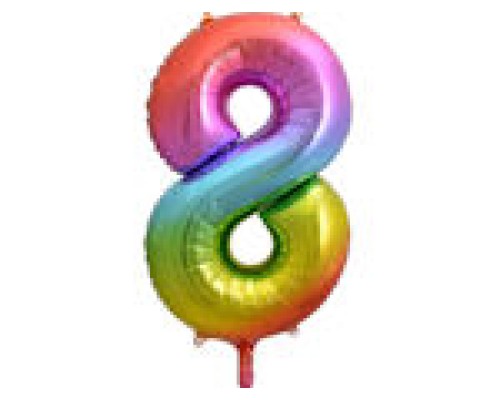 Folijas balons 86cm XL - cipars 8, krāsains
