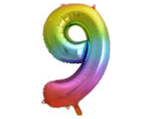 Folijas balons 86cm XL - cipars 9, krāsains