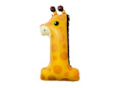 Folijas balons 80cm XL - cipars 1, žirafe
