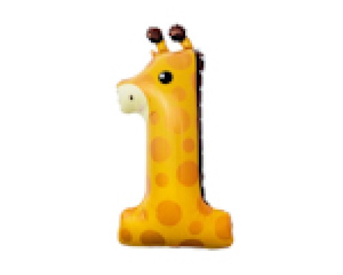 Folijas balons 80cm L - cipars 1, žirafe