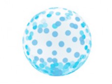 Folijas balons 46cm - bumba, Crystal confeti, zila