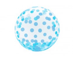 Folijas balons Konfeti - Zila konfeti, 46cm, bumba, crystal