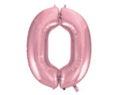 Folijas balons 96cm XXL - cipars 0, rozā, gaiši