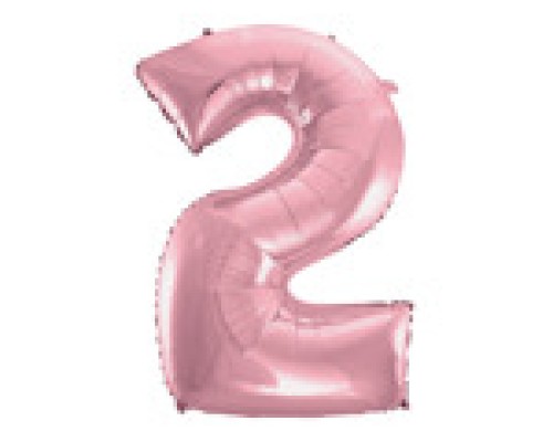 Folijas balons 96cm XXL - cipars 2, rozā, gai&scaron;i