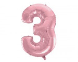 Folijas balons 96cm XXL - cipars 3, rozā, gaiši Folijas balons 96cm XXL - cipars 3, rozā, gaiši