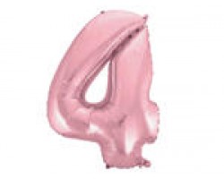 Folijas balons 96cm XXL - cipars 4, rozā, gaiši