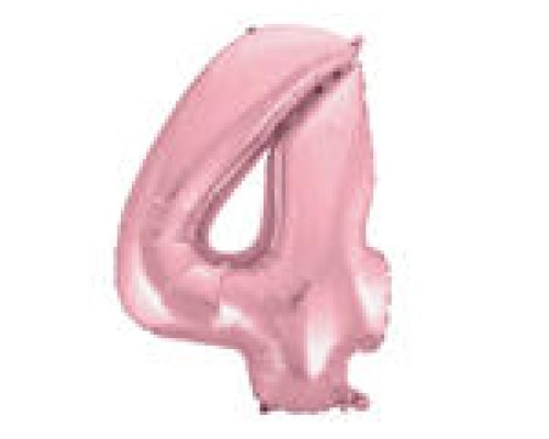 Folijas balons 96cm XXL - cipars 4, rozā, gaiši