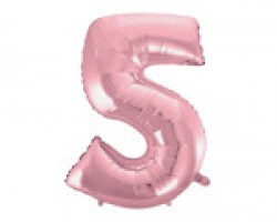 Folijas balons 96cm XXL - cipars 5, rozā, gaiši