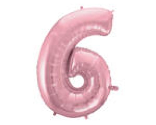 Folijas balons 96cm XXL - cipars 6, rozā, gai&scaron;i