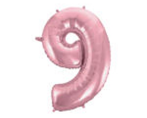 Folijas balons 96cm XXL - cipars 9, rozā, gaiši