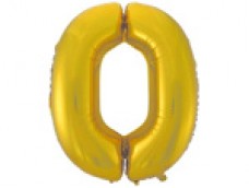 Folijas balons 96cm XXL - cipars 0, zelta, matēts