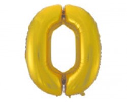Folijas balons 96cm XXL - cipars 0, zelta, matēts
