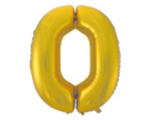 Folijas balons 96cm XXL - cipars 0, zelta, matēts