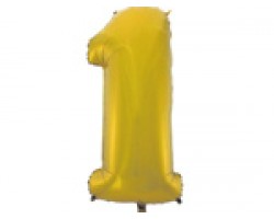 Folijas balons 96cm XXL - cipars 1, zelta, matēts