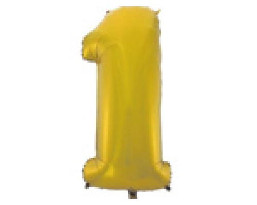Folijas balons 96cm XXL - cipars 1, zelta, matēts