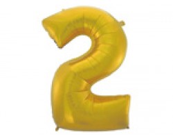 Folijas balons 96cm XXL - cipars 2, zelta, matēts