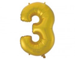 Folijas balons 96cm XXL - cipars 3, zelta, matēts