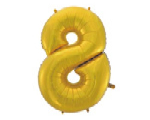 Folijas balons 96cm XXL - cipars 8, zelta, matēts