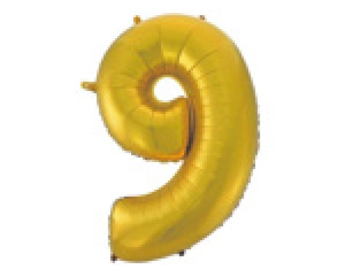 Folijas balons 96cm XXL - cipars 9, zelta, matēts