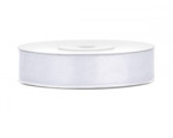 Lentīte balta, satīna, 12mm (25m)