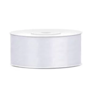 Lentīte balta, satīna, 25mm (25m) Lentīte balta, satīna, 25mm (25m)