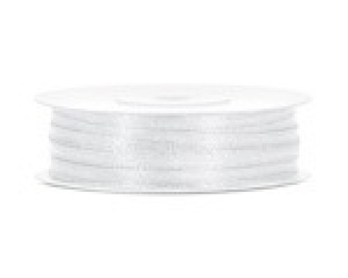 Lentīte balta, satīna,  3mm (50m)