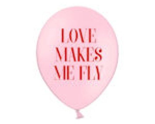 Baloni rozā "LOVE MAKES ME FLY", BelBal, 29cm