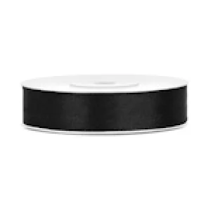 Lentīte melna, satīna, 12mm (25m) Lentīte melna, satīna, 12mm (25m)