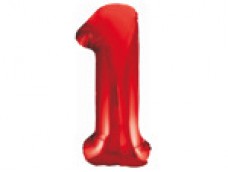 Folijas balons 86cm XL - cipars 1, sarkans